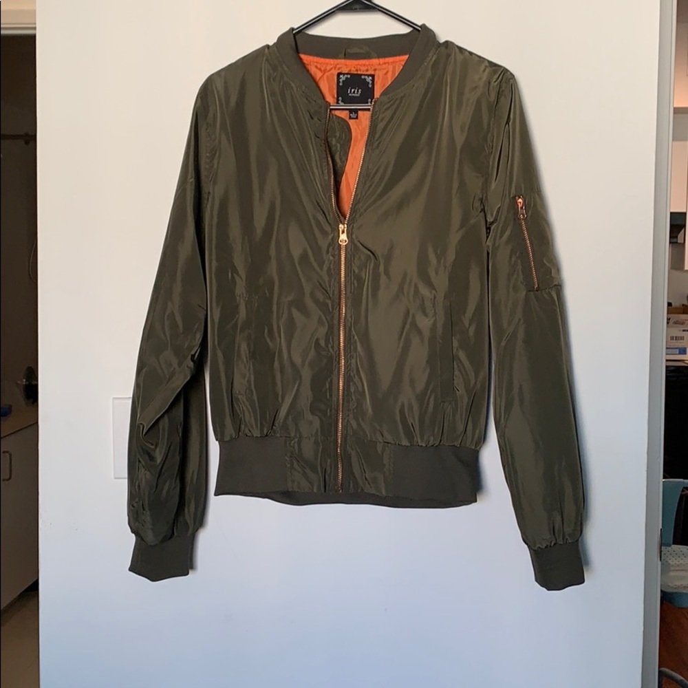 Silky Army Green Bomber Jacket